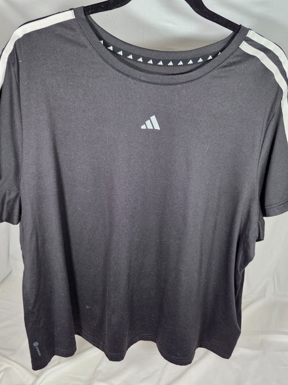 Adidas Women's Black 3-Stripe Short Sleeve Training Tee - Size 1X